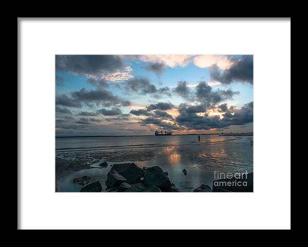 Sunset Framed Print featuring the photograph Sunset Surf Fishing by Dale Powell