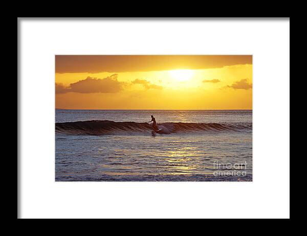 Stand Up Paddling Framed Print featuring the photograph Sunset Surf Maui by David Olsen