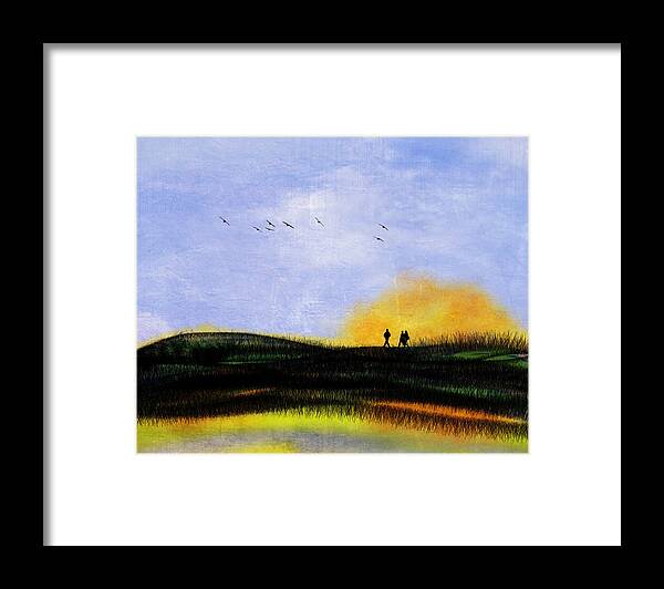 Baylands Framed Print featuring the painting Sunset Walk by Anne Thurston