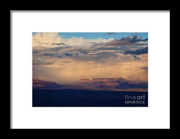 Secret Mountain Framed Print featuring the photograph Sunset Winter Storm in Secret Mountain Wilderness by Ron Chilston