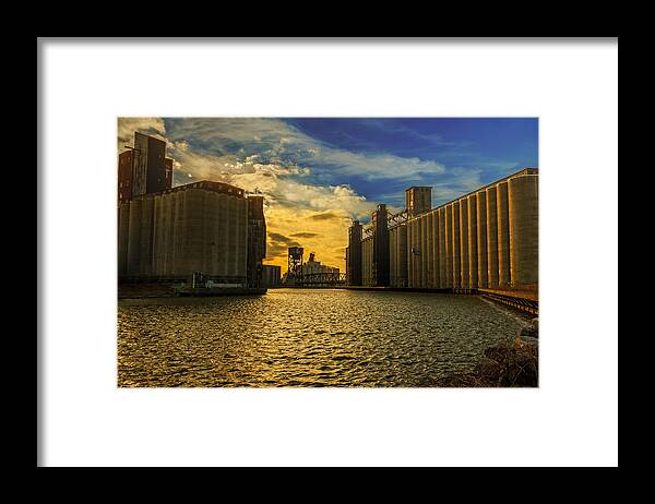 Childs Street Framed Print featuring the photograph Sunsets on a river through an Industrial Canyon by Chris Bordeleau
