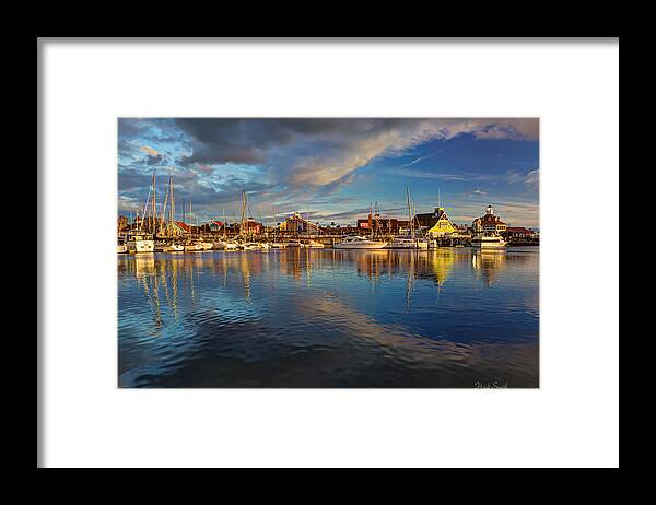 Boat Framed Print featuring the photograph Sunset's Warm Glow by Heidi Smith