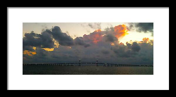 Sunshine Skyway Framed Print featuring the photograph Sunshine Bridge by Jerry Hart