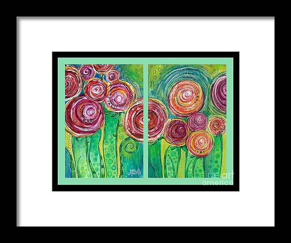 Floral Framed Print featuring the painting Sunshine Lollipops and Rainbows by Tanielle Childers