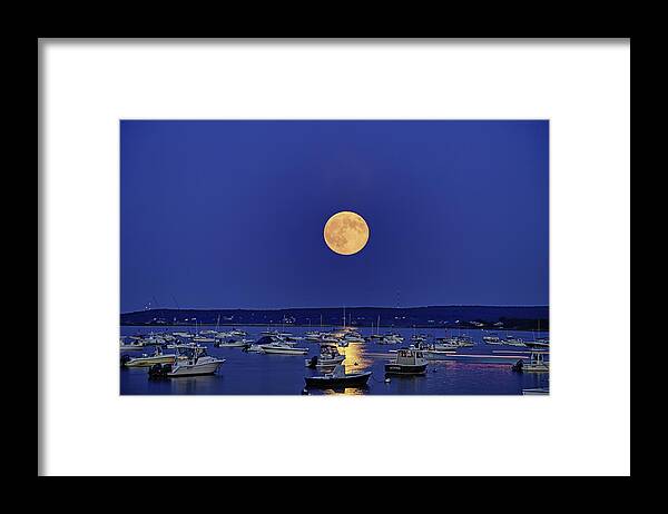 Usa Framed Print featuring the photograph Super Moon Over Plymouth Harbor by Kate Hannon