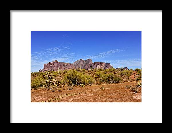Arizona Framed Print featuring the photograph Superstition Mountains Arizona - Flat Iron Peak by Alexandra Till