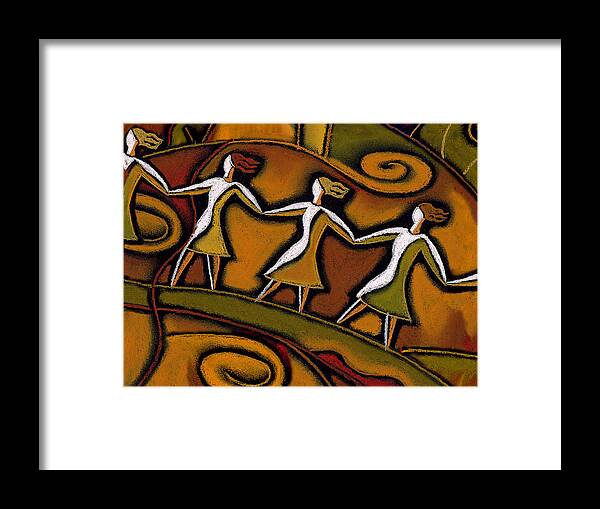 Bond Bonding Communities Community Connect Connecting Connection Feminism Feminist Friend Friendship Helping Hand Holding Hands Link Links Power Relationship Relationships Support Supportive Team Teamwork Together Togetherness Unite United Unity Woman Womanhood Womans Issues Working Together Romance Romantic Framed Print featuring the painting Support by Leon Zernitsky