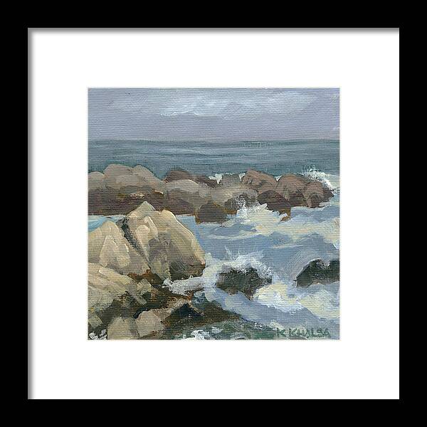Monterey Framed Print featuring the painting Surf at Asilomar Beach by Gurukirn Khalsa