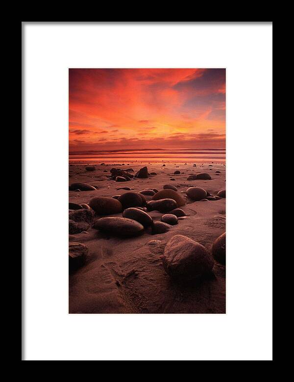 Landscape Framed Print featuring the photograph Surf Rocks Sunset by Scott Cunningham