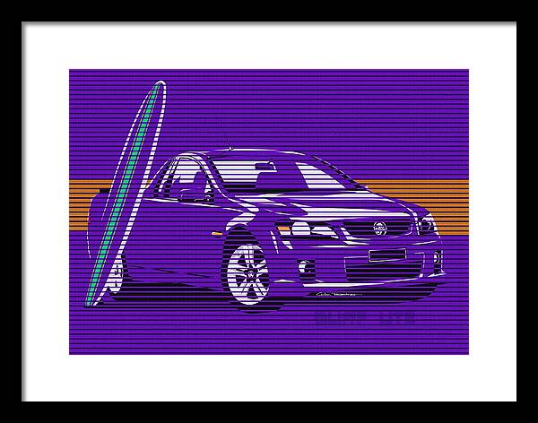 Holden Framed Print featuring the digital art Surf Ute Purple Haze by Colin Tresadern