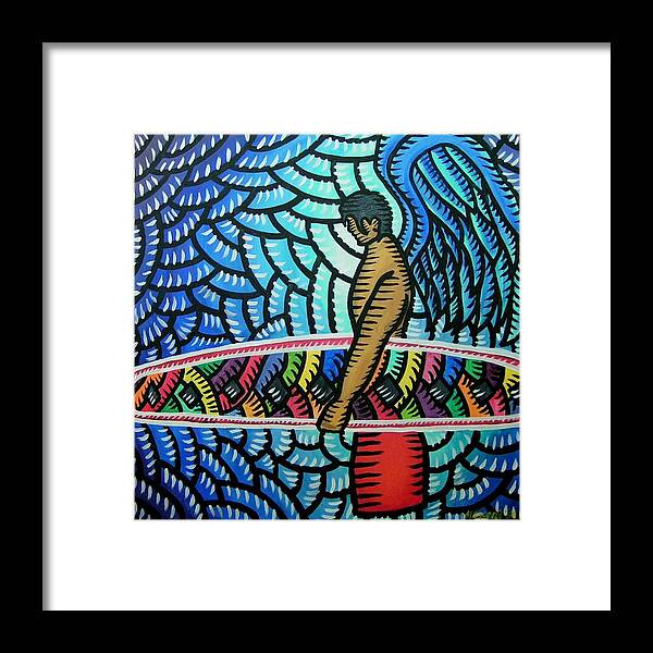  Framed Print featuring the painting Surfer Angel 2009 by Marconi Calindas