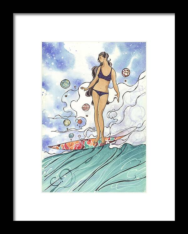 Harry Daily Framed Print featuring the painting Surfer Chic by Harry Holiday