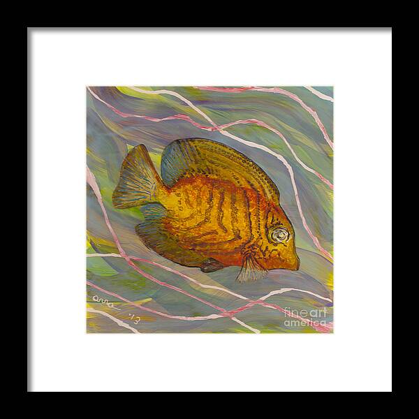 Surgeonfish Framed Print featuring the painting Surgeonfish by Anna Skaradzinska