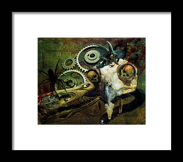 Skulls Framed Print featuring the painting Surreal Nightmare by Ally White