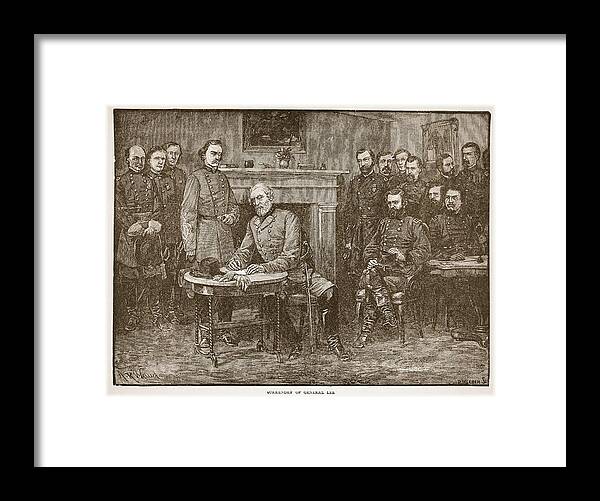 Male Framed Print featuring the drawing Surrender Of General Lee by Alfred R Waud