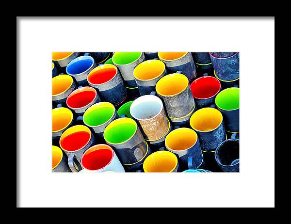 Colorful Mugs Framed Print featuring the photograph Surrounded by Greed by Prakash Ghai