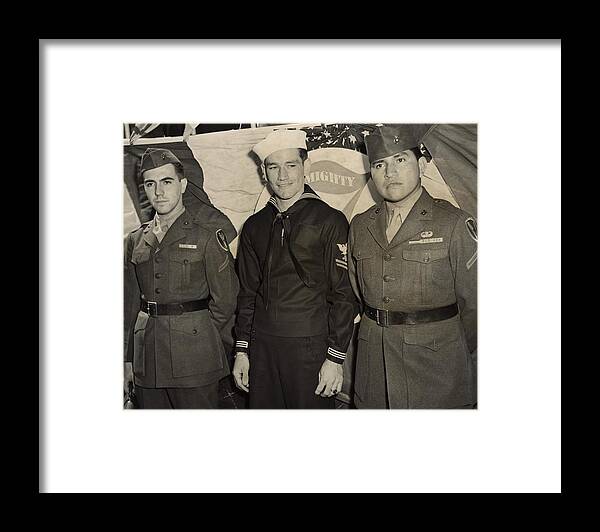 History Framed Print featuring the photograph Survivors Of Iwo Jima Flag Raising by Everett