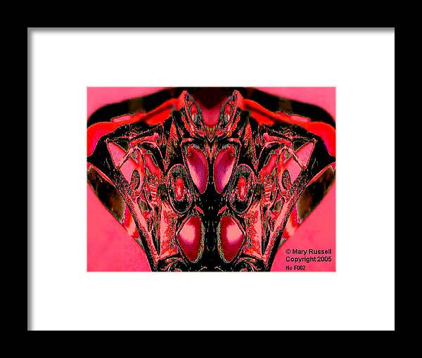 Red Framed Print featuring the digital art Susie Wong by Mary Russell
