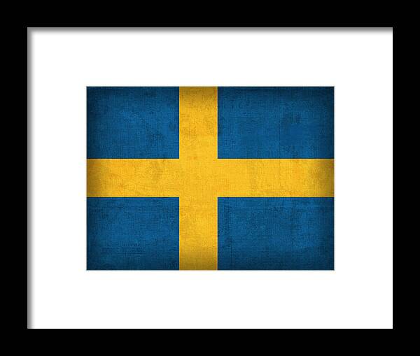 Sweden Flag Vintage Distressed Finish Framed Print featuring the mixed media Sweden Flag Vintage Distressed Finish by Design Turnpike