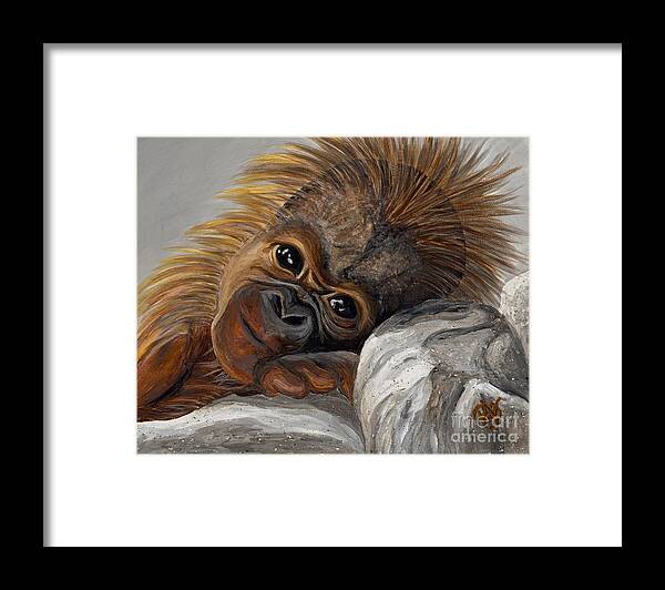 Monkey Framed Print featuring the painting Sweet Baby Monkey by Patty Vicknair