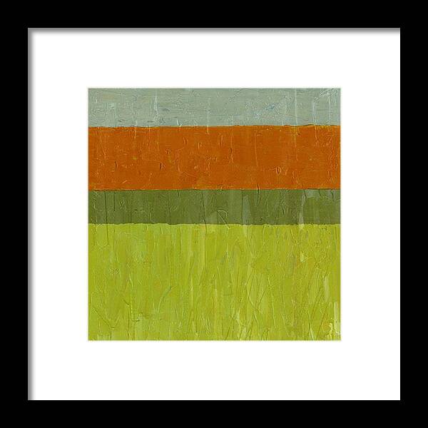 Abstract Framed Print featuring the painting Sweet Potato and Pea Green by Michelle Calkins