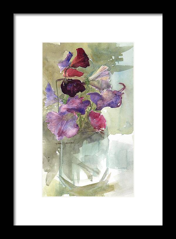 Sweetpeas Framed Print featuring the painting Sweetpeas 3 by David Ladmore