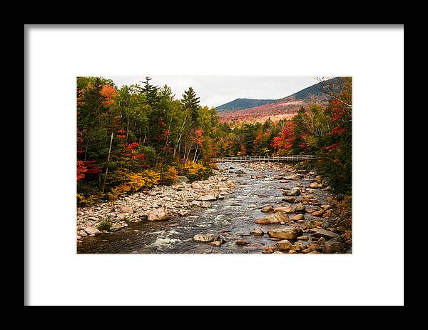 autumn Foliage New England Framed Print featuring the photograph Swift River painted with autumns paint brush by Jeff Folger