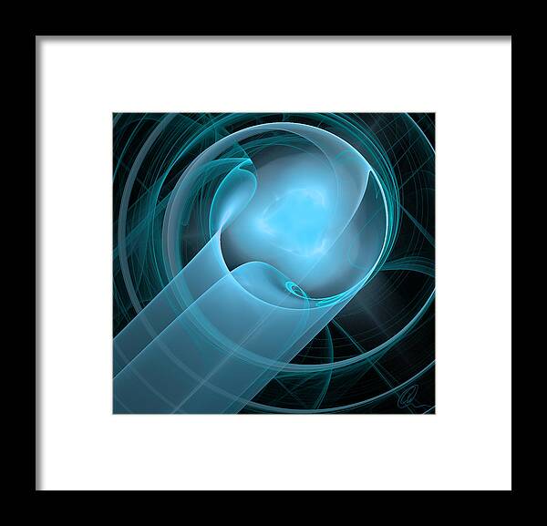 Abstract Framed Print featuring the digital art Swirl Abstract Teal by Chris Thomas