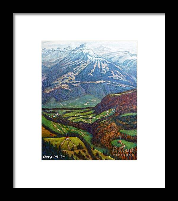 Swiss Framed Print featuring the painting Swiss Alps by Cheryl Del Toro