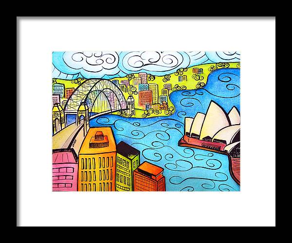 Sydney Framed Print featuring the painting Sydney Harbour by Oiyee At Oystudio