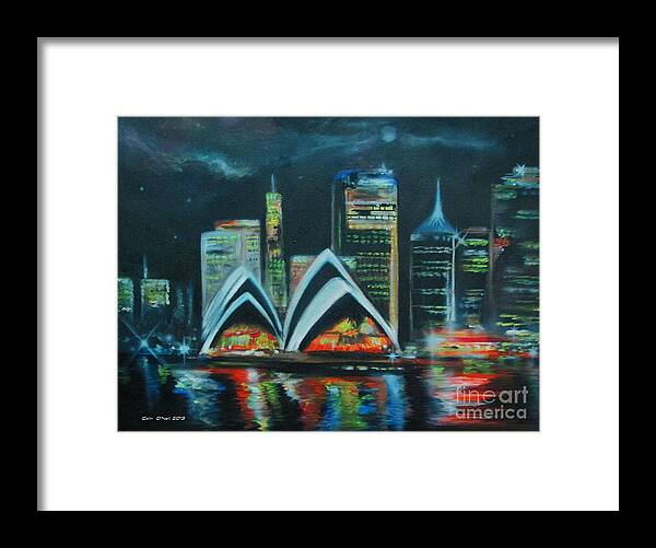 Sydney Framed Print featuring the painting Sydney Nights by Colin O neill