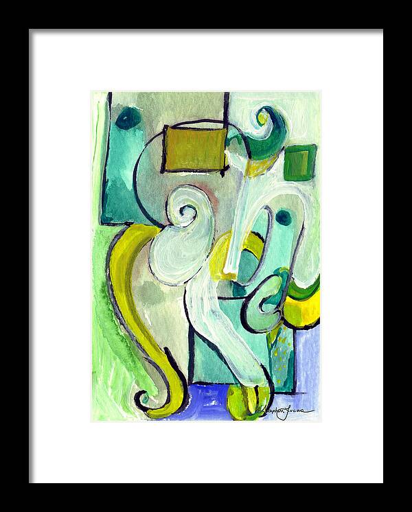 Abstract Art Framed Print featuring the painting Symphony in Green by Stephen Lucas