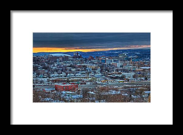 Syracuse Framed Print featuring the photograph Syracuse at Sunset by Everet Regal