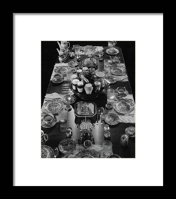 Interior Framed Print featuring the photograph Table Settings On Dining Table by The 3