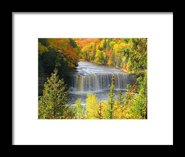 Waterfall Framed Print featuring the photograph Tahquamenon Falls in October by Keith Stokes