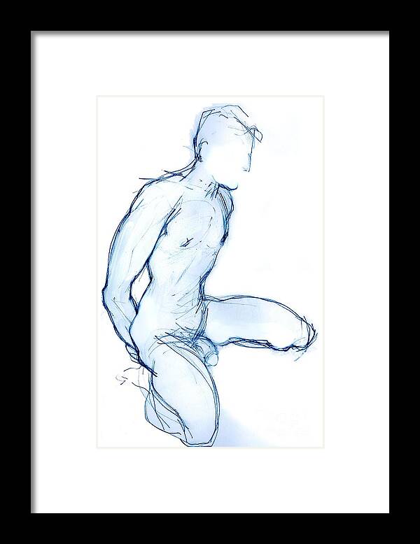 Male Nude Framed Print featuring the mixed media Taking Responsibility by Carolyn Weltman