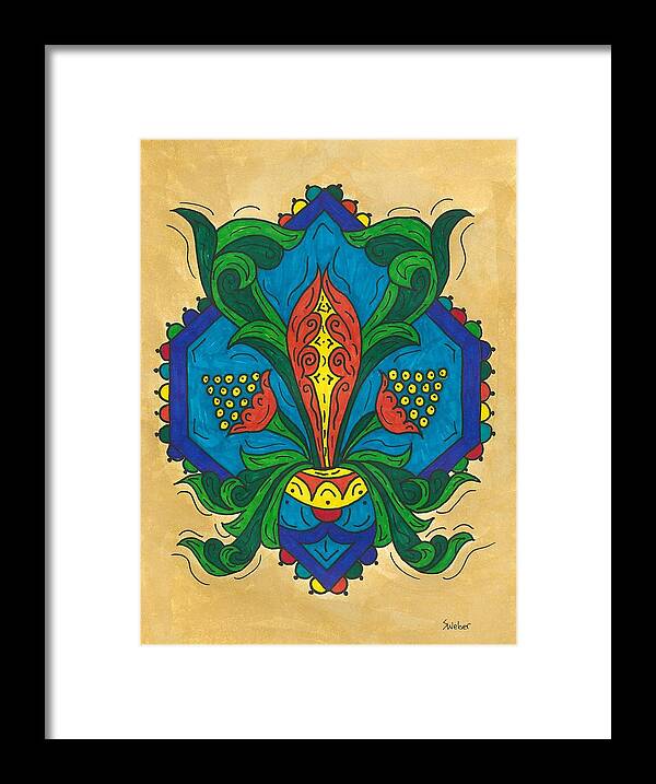 Flower Framed Print featuring the painting Talavera Flora by Susie WEBER