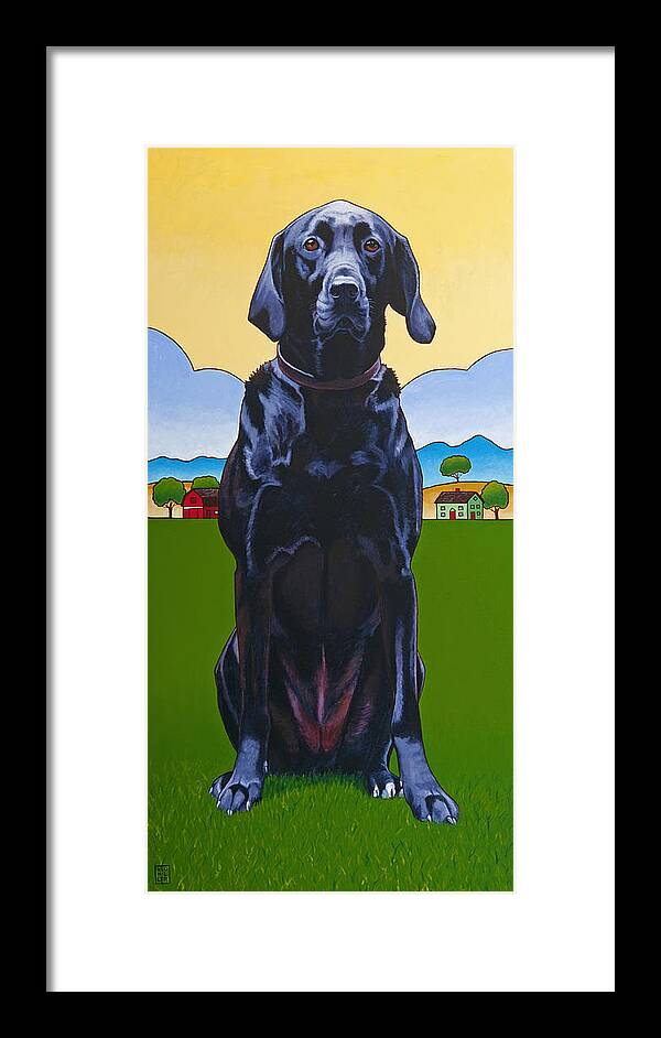 Dog Framed Print featuring the painting Tall Drink of Water by Stacey Neumiller