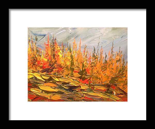 Abstract Fall Painting Framed Print featuring the painting Tamarack Texture 2 by Desmond Raymond