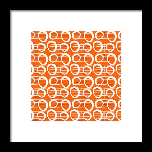 Abstract Framed Print featuring the painting Tangerine Loop by Linda Woods