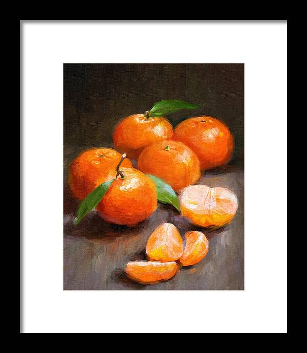Tangerines Framed Print featuring the painting Tangerines by Robert Papp