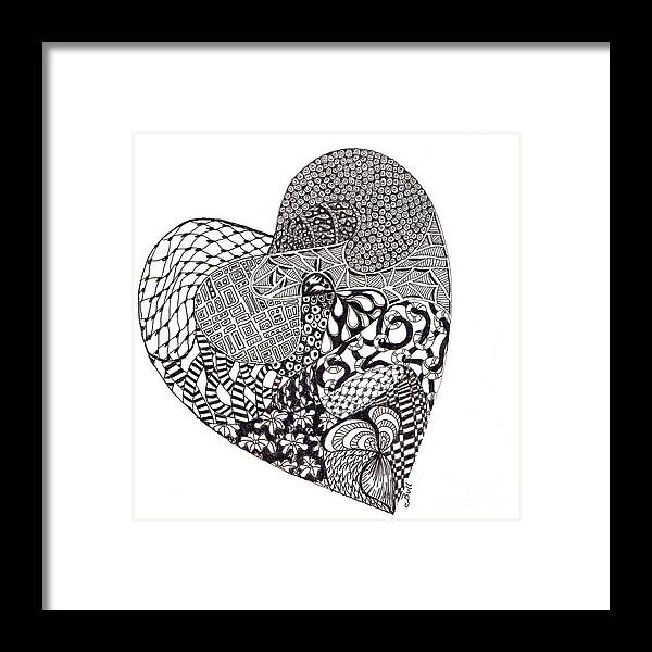 Heart Framed Print featuring the drawing Tangled Heart by Claire Bull