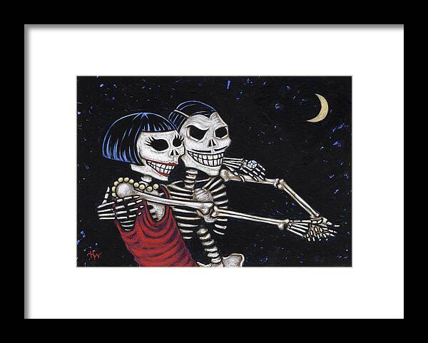 Skeletons Framed Print featuring the painting Tango 4 Ever by Holly Wood