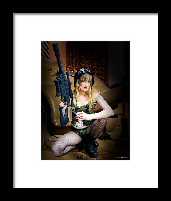Tank Girl Framed Print featuring the photograph Tank Girl a time to relax by Jon Volden