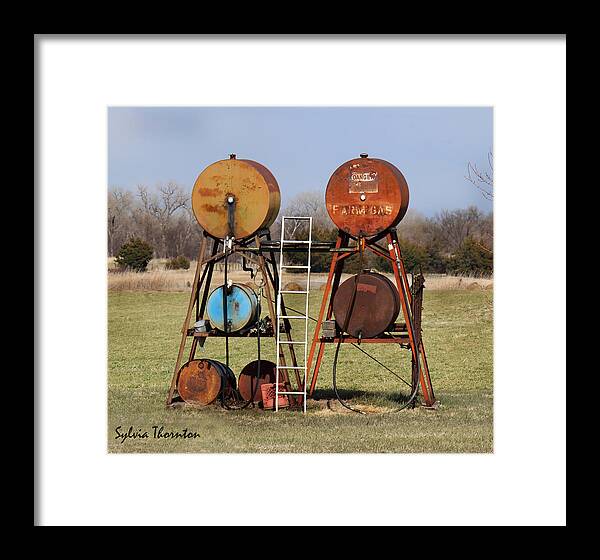 Gas Tank Framed Print featuring the photograph Tanks for the Memories by Sylvia Thornton