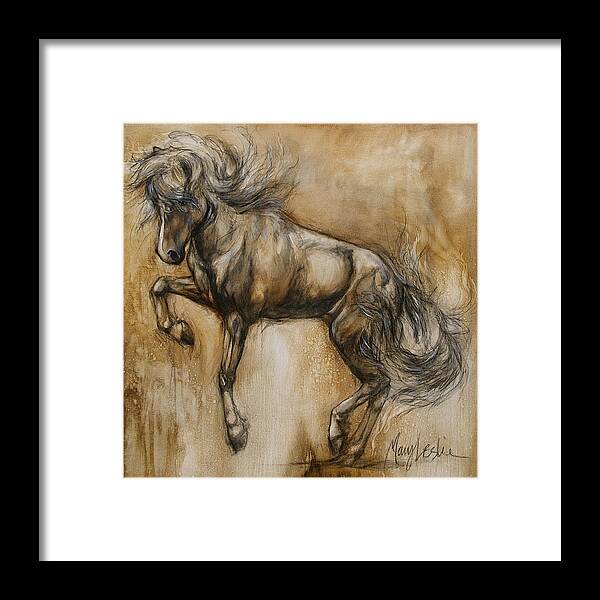 Rearing Horse Painting Framed Print featuring the painting Tantrum by Mary Leslie