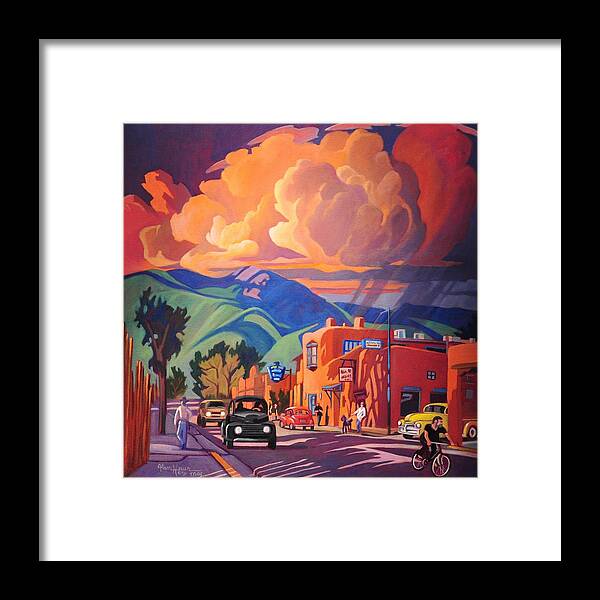 Taos Framed Print featuring the painting Taos Inn Monsoon by Art West