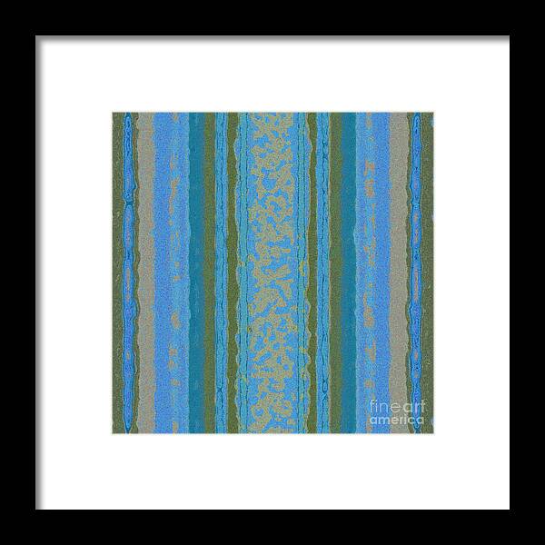 Design Framed Print featuring the tapestry - textile Tapeten-wallpaper-art-blue by Mando Xocco