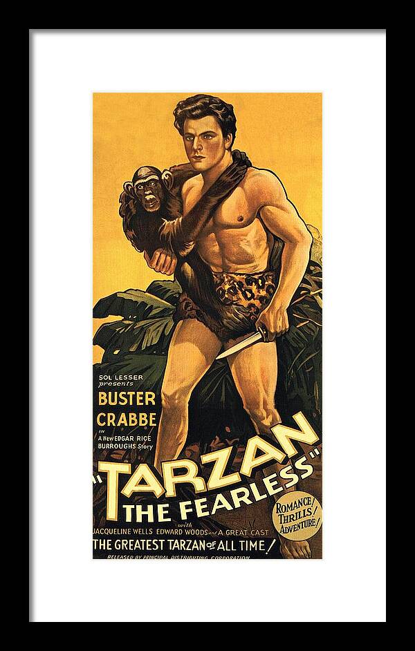 Tarzan Framed Print featuring the photograph Tarzan the Fearless by Movie Poster Prints