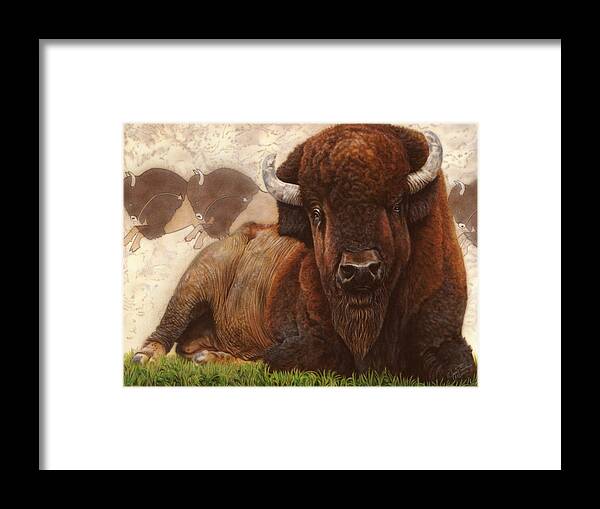 Buffalo Framed Print featuring the painting Tatanka by Wayne Pruse